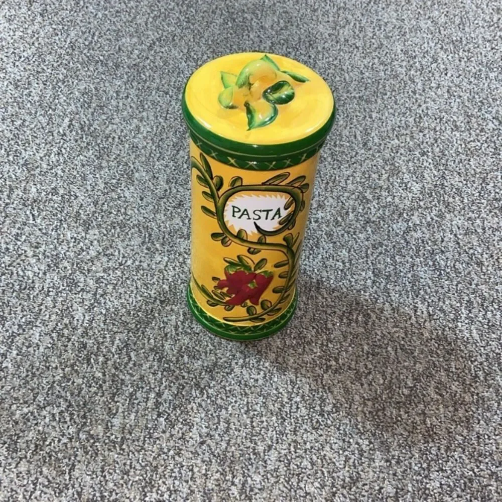 Low price Jay Import Pasta Yellow And Green Pasta Spaghetti Canister SeramicJar